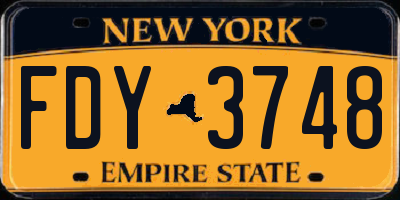NY license plate FDY3748