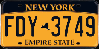 NY license plate FDY3749