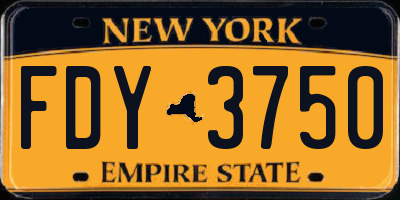 NY license plate FDY3750