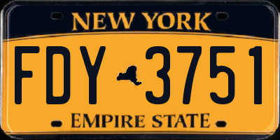 NY license plate FDY3751