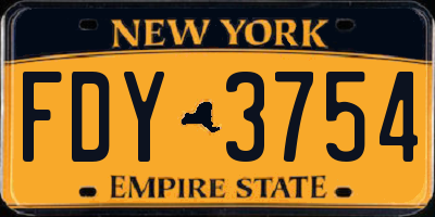 NY license plate FDY3754