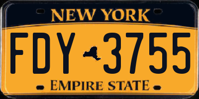 NY license plate FDY3755