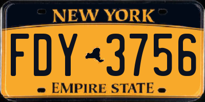 NY license plate FDY3756