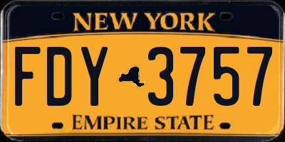 NY license plate FDY3757