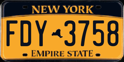 NY license plate FDY3758