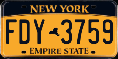 NY license plate FDY3759