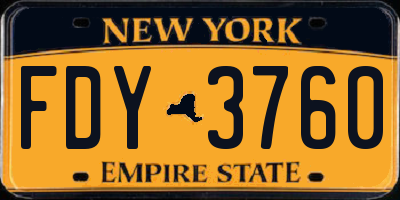 NY license plate FDY3760