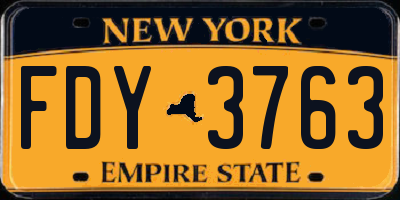 NY license plate FDY3763