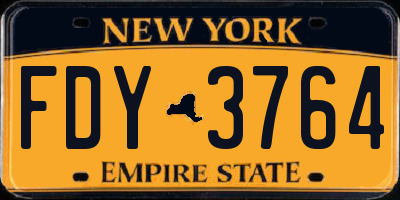 NY license plate FDY3764
