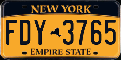 NY license plate FDY3765