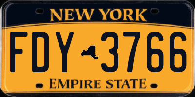 NY license plate FDY3766