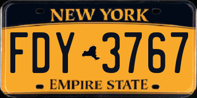 NY license plate FDY3767