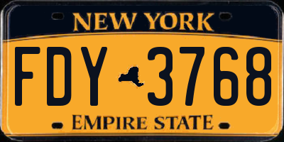 NY license plate FDY3768