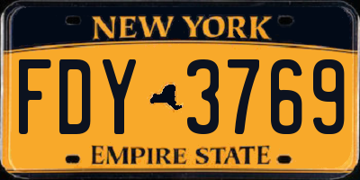 NY license plate FDY3769