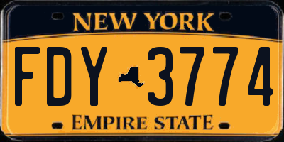 NY license plate FDY3774