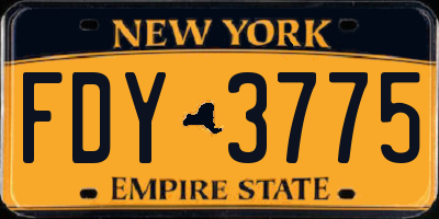 NY license plate FDY3775