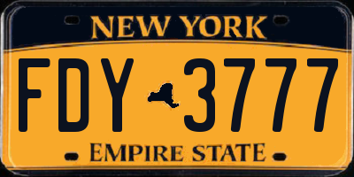 NY license plate FDY3777