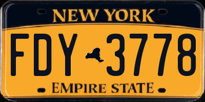 NY license plate FDY3778
