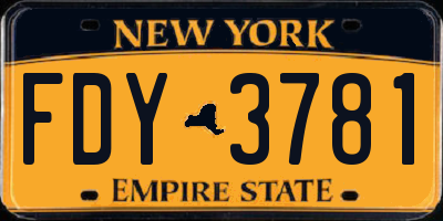 NY license plate FDY3781