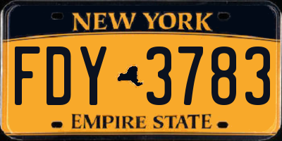 NY license plate FDY3783
