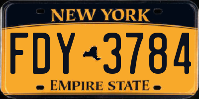 NY license plate FDY3784