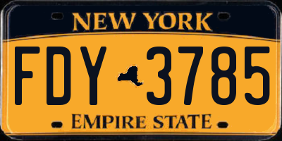 NY license plate FDY3785
