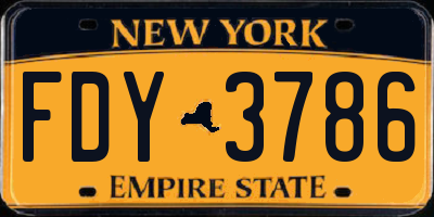 NY license plate FDY3786