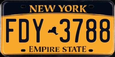 NY license plate FDY3788