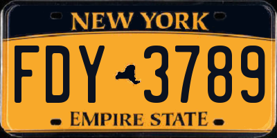NY license plate FDY3789