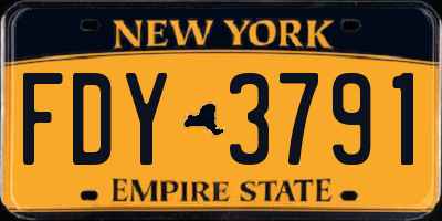 NY license plate FDY3791