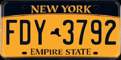 NY license plate FDY3792
