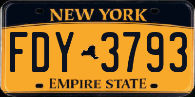 NY license plate FDY3793