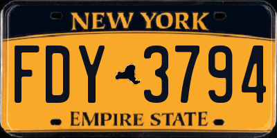 NY license plate FDY3794