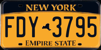 NY license plate FDY3795