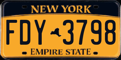 NY license plate FDY3798