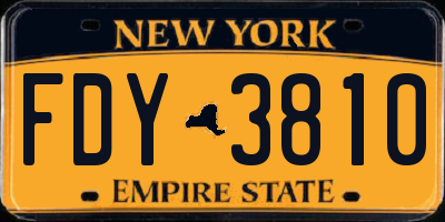 NY license plate FDY3810