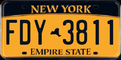 NY license plate FDY3811