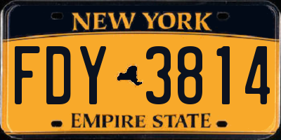 NY license plate FDY3814