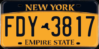 NY license plate FDY3817