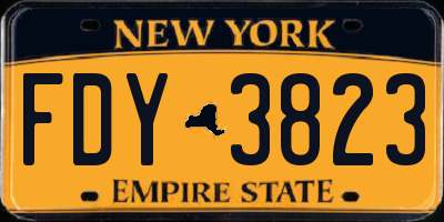 NY license plate FDY3823