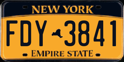 NY license plate FDY3841