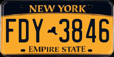 NY license plate FDY3846