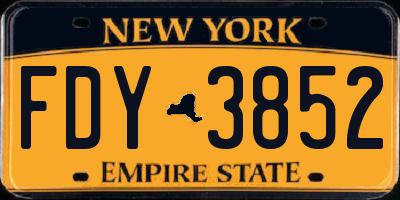 NY license plate FDY3852