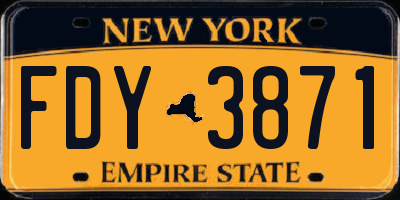 NY license plate FDY3871