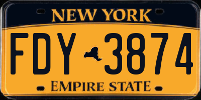 NY license plate FDY3874