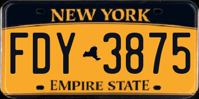 NY license plate FDY3875