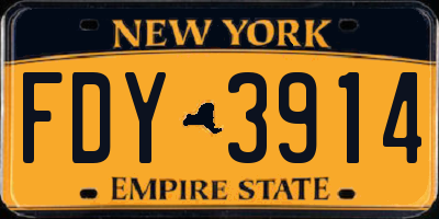 NY license plate FDY3914