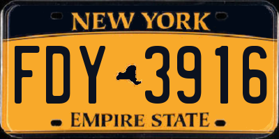 NY license plate FDY3916