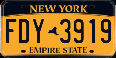 NY license plate FDY3919