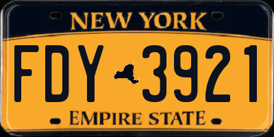 NY license plate FDY3921